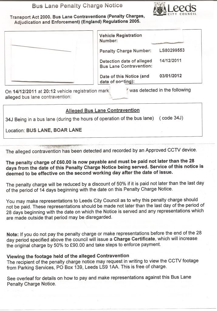 FightBack Forums > TWO Bus Lane Penalty Charge Notices