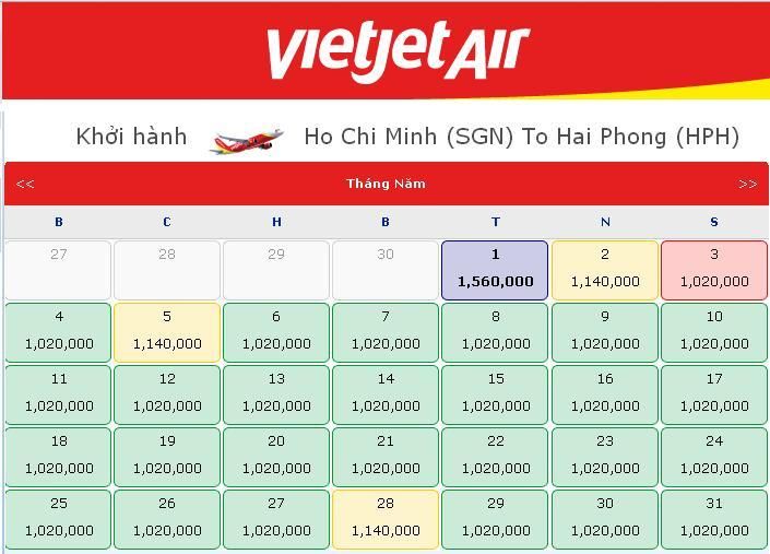 Vé máy bay Sài Gòn đi Hải Phòng chỉ 1, 020, 000 VNĐ của Vietjet.