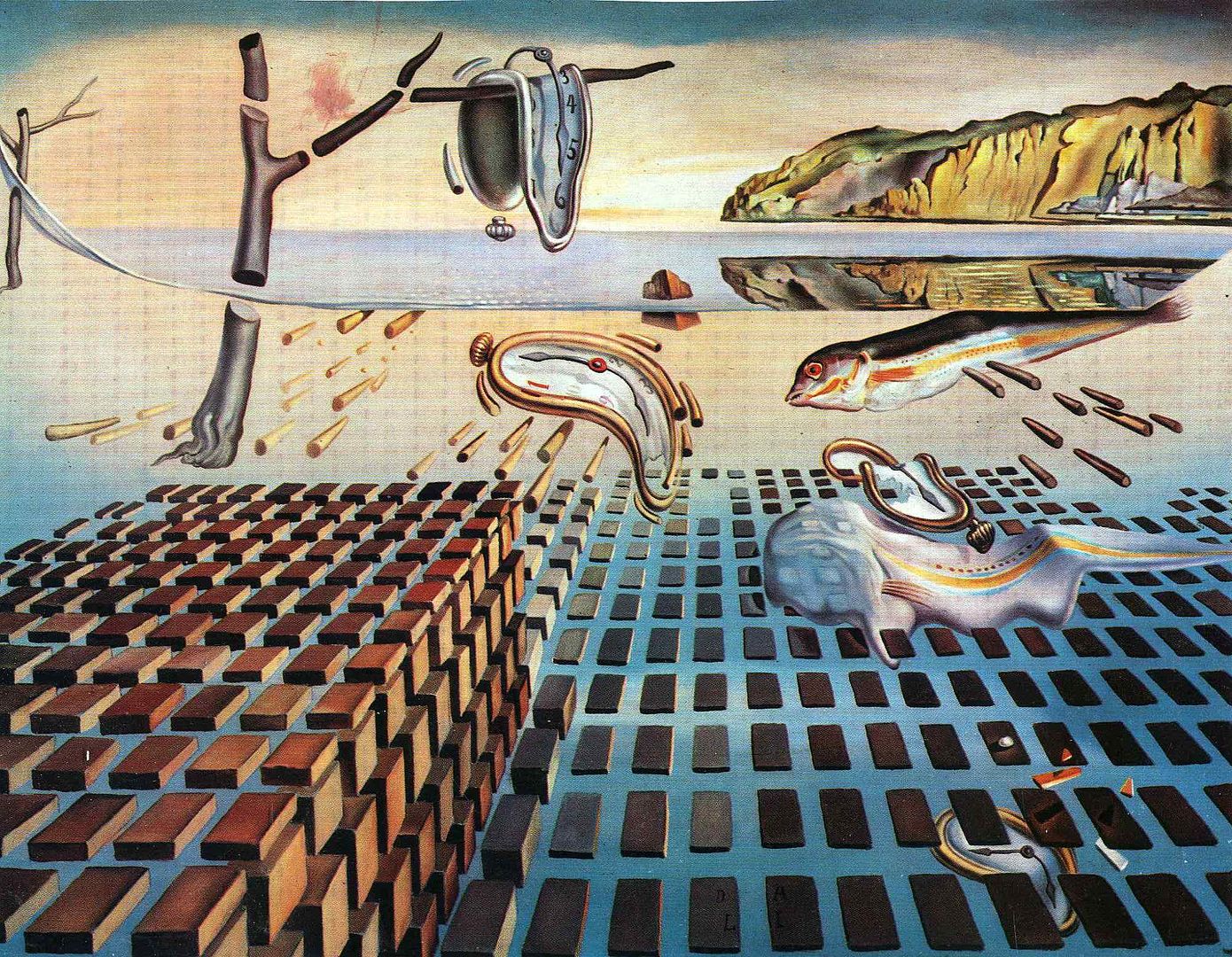 Salvador Dali disintegration memory CANVAS ART PRINT Poster 16"X 12" - Afbeelding 1 van 1