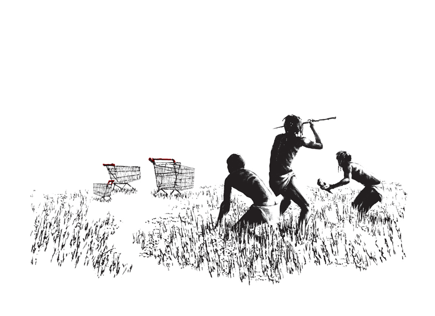 BANKSY HUNTERS GRAFFITI STREET CANVAS PRINT ART