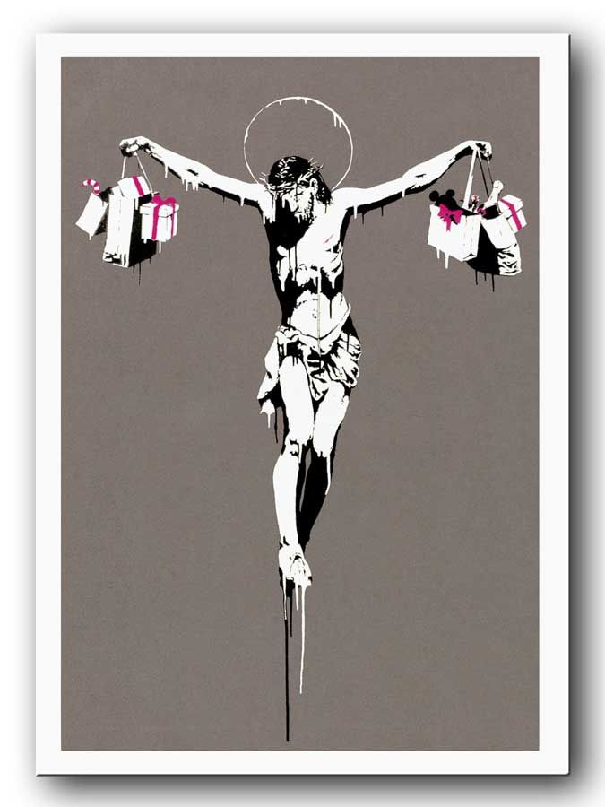 BANKSYJESUS CHRISTMAS GIFTSQUALITY CANVAS PRINT A4 Graffiti Street