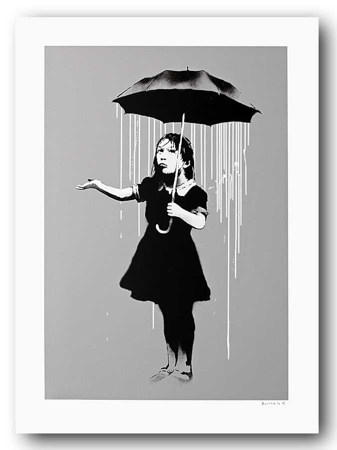 Banksy Nola Girl Umbrella Raining New Orleans Quality Canvas Print A2