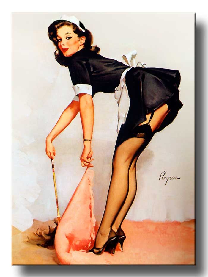 Retro Pinup Girl Quality Canvas Print A4 Vintage Poster Gil Elvgren