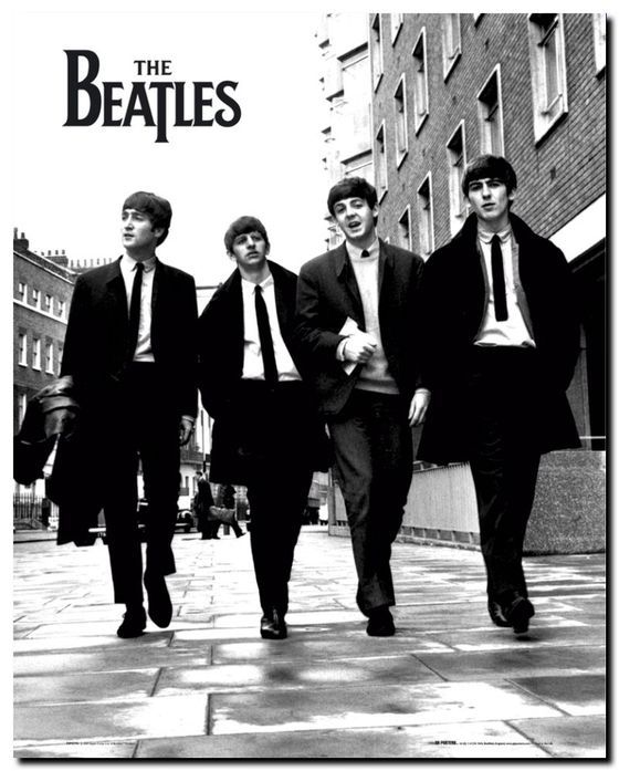 The Beatles in Suits EXTRA LARGE Canvas Art Print Poster Black & White - Picture 1 of 1
