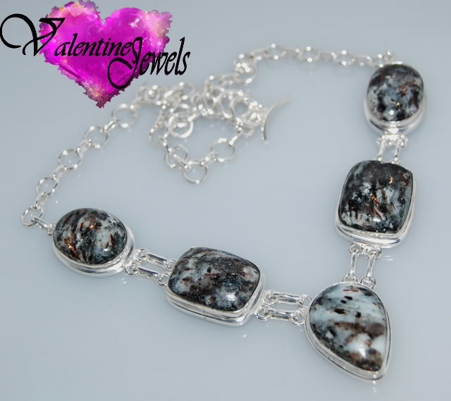 GEM STONE FANCY STYLE 925 FINE SILVER NECKLACE 377  