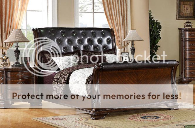 Brown Cherry Finish Queen Bed Antique Bedroom Furniture w Optional 5 Pcs CM7267