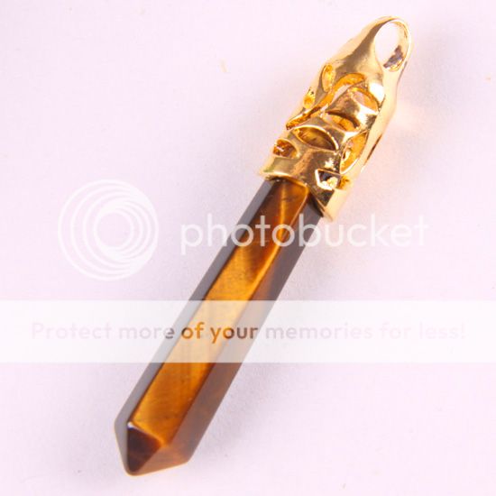 tigereye bead gemstone rhombohedral pendant 18kgp es317